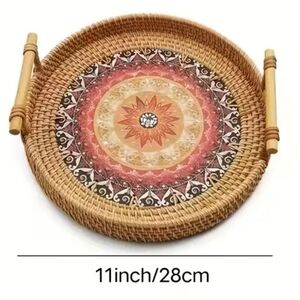 Double Handwoven Rattan Wicker Basket